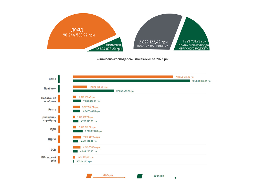 Звіт про фінансові результати за 2025 рік у порівнянні з показниками 2024 року